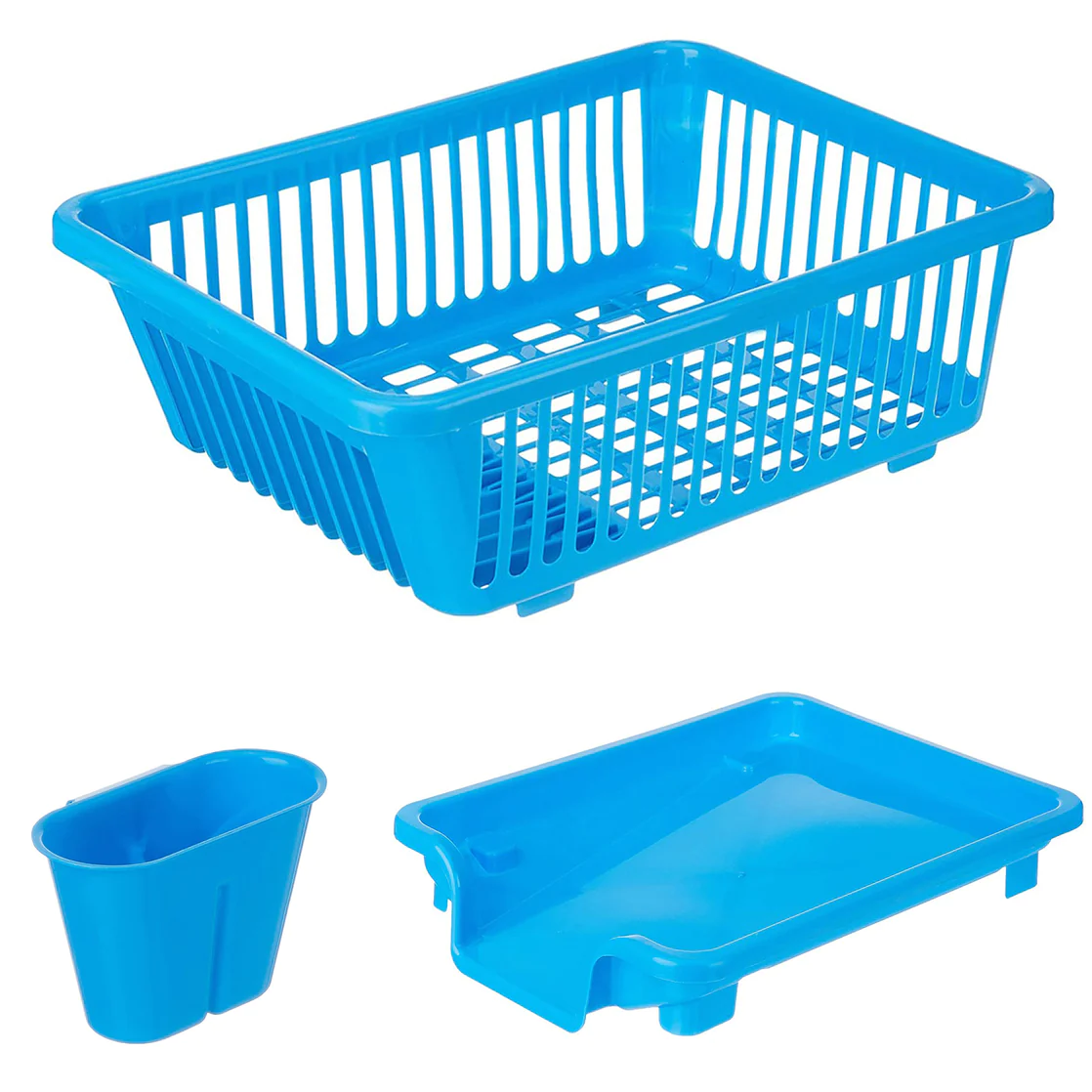 Blue Free Standing Kitchen Plastic Dish Drainer Rack And Sink Drain Rack,  Size: 15x11inch