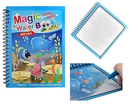 Magic Water Coloring Doodle Reusable Book With Magic Pen, Water Painting Drawing Pad - BULKMART - 8303 - 1