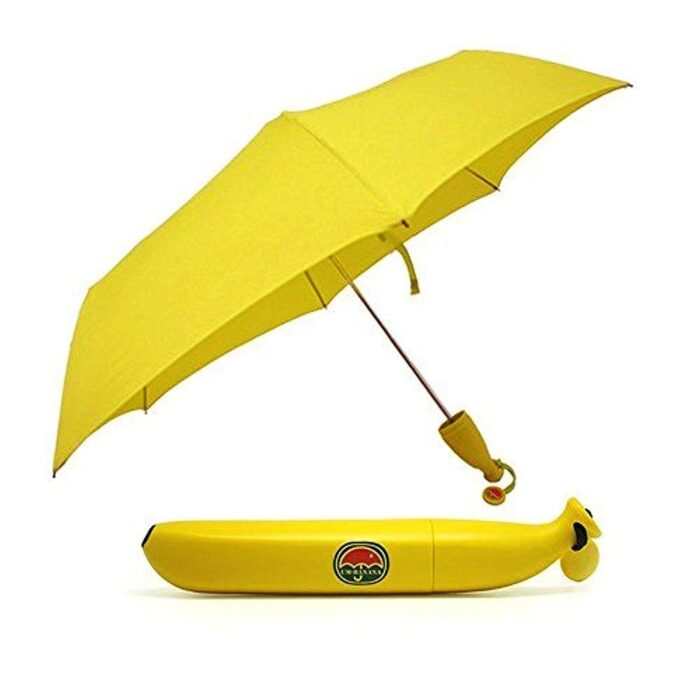 Banana Shape Umbrella, Foldable Compact for Anti Sun or Rain Children, Kids Yellow Umbrella -BULKMART-8800-1