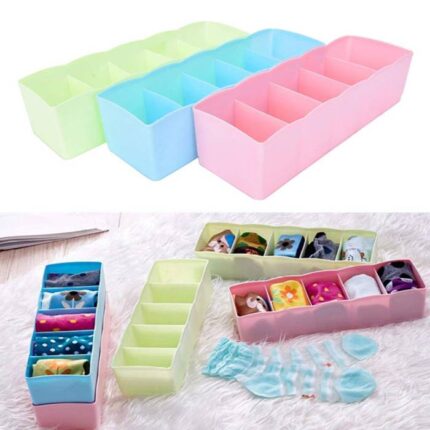 5-Compartments Socks, Handkerchief, Underwear Storage Box Closet Organizer Storage Boxes-1707-BULKART-1